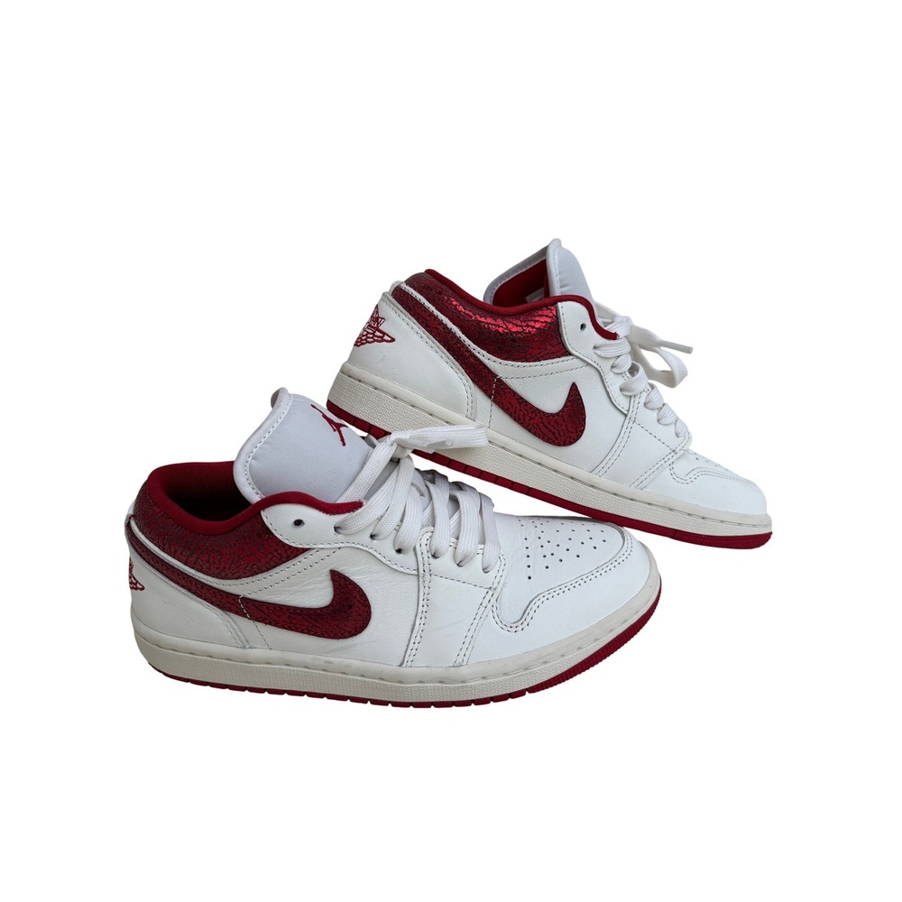 Air Jordan 1 Low Cracked Ruby Sail Red Sneakers HJ9338-106‎ Women 7
